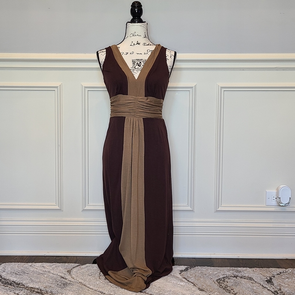 Jonathan Martin long brown sleeveless dress